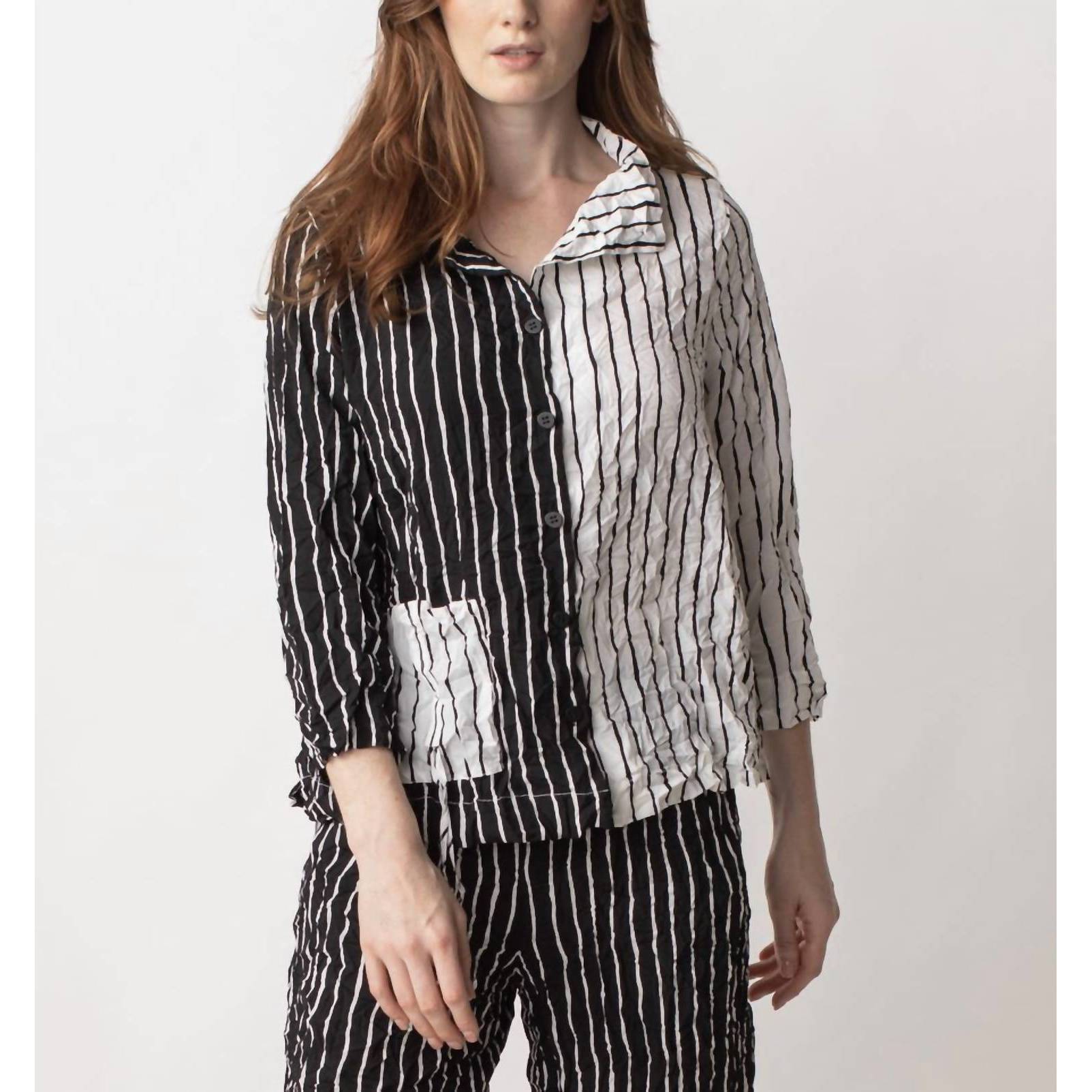 New Liv By Habitat Cinched Pocket Shirt In Crepe De Chine In Black